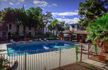 Resort-style amenities  including a pool with sundeck